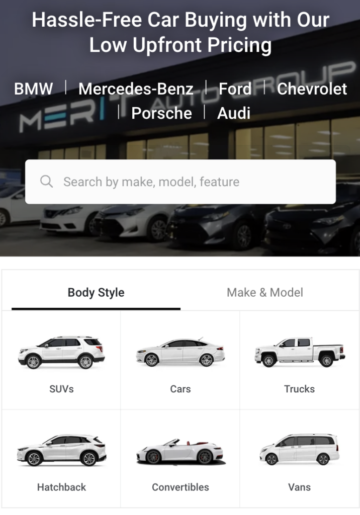 Merit Autos website