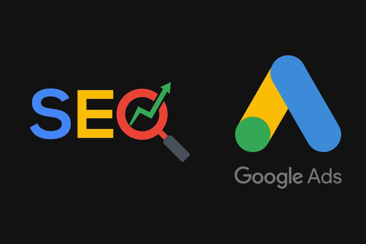 SEO and Google Ads logos side by side on a white background