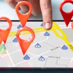 A tablet showing a map with multiple location pins — the visual of local search where small business SEO in Albany, NY is won or lost