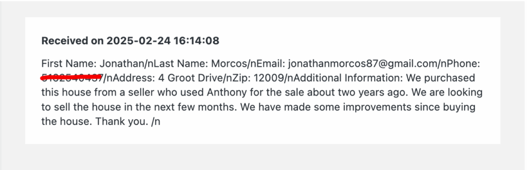 screenshot evidence of Anthony Gucciardos first client on the site.