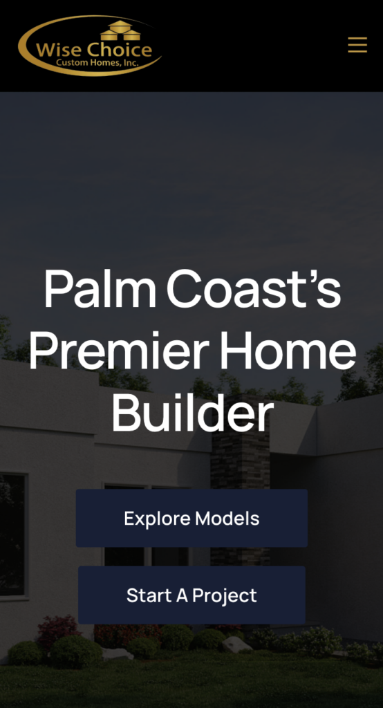 Custom home builder website design in Palm Coast, FL