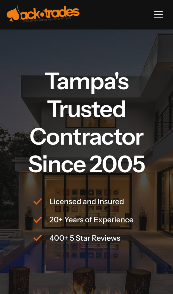 Handyman and remodeling website design in Tampa Bay, FL